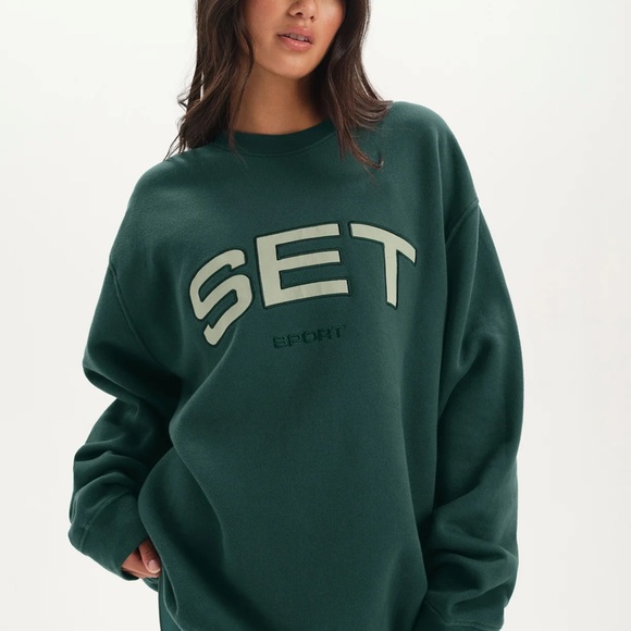 SET Active Sweaters - SET Active XL Midweight Sweats Staple Crewneck Nocturnal Sweatshirt Green SETmas